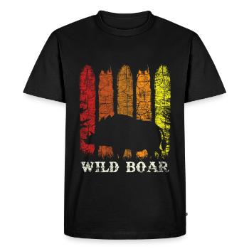 Cochon de sanglier style vintage rétro - T-shirt Premium bio Homme - noir - Devant - Nico (187cm)