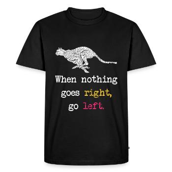Cheetah disant des énonciations drôles - T-shirt Premium bio Homme - noir - Devant - Nico (187cm)