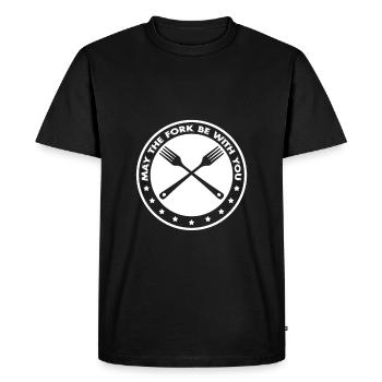 Que la fourchette soit avec vous | Cuisinier cuisinier - T-shirt Premium bio Homme - noir - Devant - Nico (187cm)