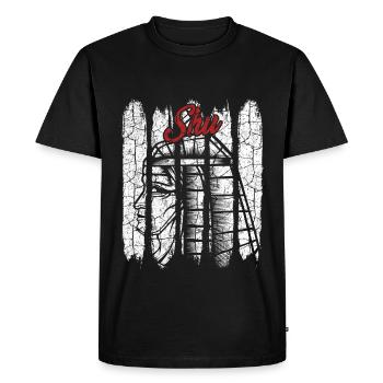 Divinité cadeau vintage rétro silhouette shu - T-shirt Premium bio Homme - noir - Devant - Nico (187cm)