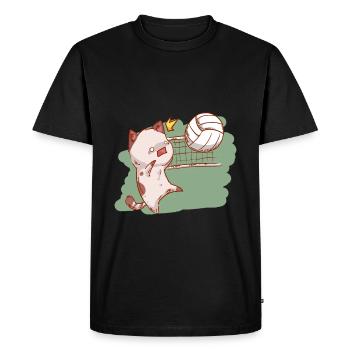 Volleyball chat volley ball chaton sport - T-shirt Premium bio Homme - noir - Devant - Nico (187cm)