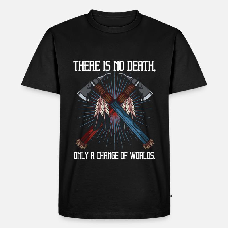 Indianer Tomahawk - Männer Premium Bio T-Shirt - Schwarz
