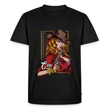 Vintage Country Cow Girl Linedance Gift Idea - Men's Premium Organic T-Shirt - black - Front - Nico (187cm)