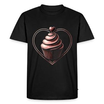 Cupcake Chocolat Coeur Boulanger Cuisson Cuire Cupcakes - T-shirt Premium bio Homme - noir - Devant - Nico (187cm)