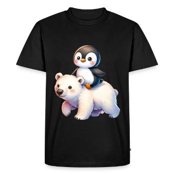 Penguin and Polar Bear Gift - Men's Premium Organic T-Shirt - black - Front - Nico (187cm)