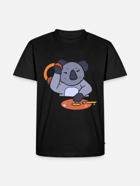 Koala DJ Disc Jockey - Männer Premium Bio T-Shirt - Schwarz