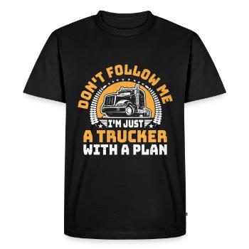 Trucker Driving Dad Trucker Father Truck Driver - Men's Premium Organic T-Shirt - black - Front - Nico (187cm)