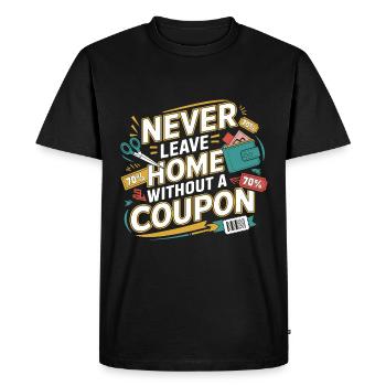 Ne quittez jamais la maison sans un coupon Économisez - T-shirt Premium bio Homme - noir - Devant - Nico (187cm)