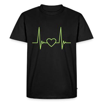 Rythme cardiaque, pouls, fréquence ECG avec le cœur au milieu - T-shirt Premium bio Homme - noir - Devant - Nico (187cm)