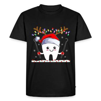 Tooth Reindeer Christmas Dental Dentistry Dentists - Men's Premium Organic T-Shirt - black - Front - Nico (187cm)