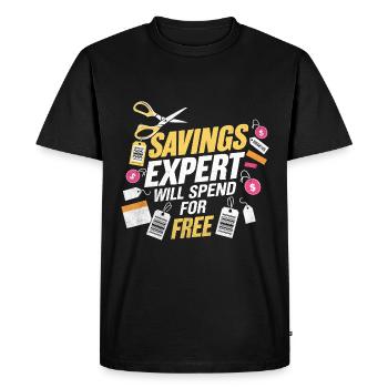 L’expert en épargne dépensera pour une boutique de coupons gratuite - T-shirt Premium bio Homme - noir - Devant - Nico (187cm)