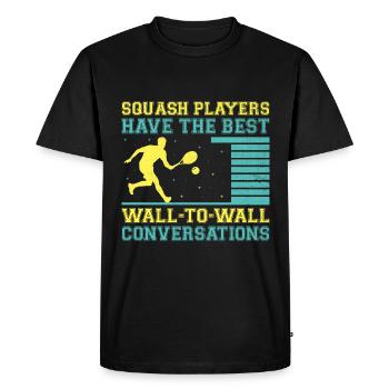 Joueur de squash Joueur de squash Joueur de tennis Raquetball Spor - T-shirt Premium bio Homme - noir - Devant - Nico (187cm)