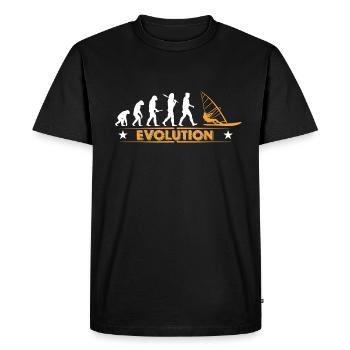 Evolution de la planche à voile - orange/blanc - T-shirt Premium bio Homme - noir - Devant - Nico (187cm)