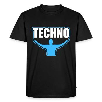 Techno Prices - Men's Premium Organic T-Shirt - black - Front - Nico (187cm)
