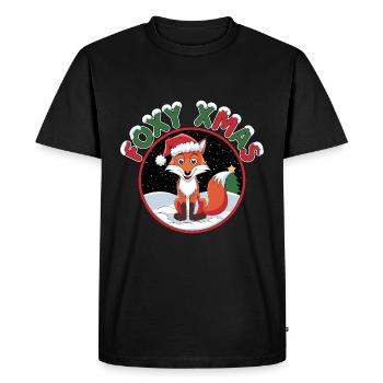 Foxy Noël Renard Noël Père Noël Drôle - T-shirt Premium bio Homme - noir - Devant - Nico (187cm)
