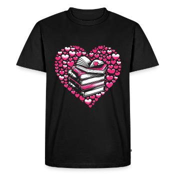 Livre de coeur Livres de lecture Rat de bibliothèque Bibliophile - T-shirt Premium bio Homme - noir - Devant - Nico (187cm)