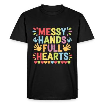 Mains en désordre Cœurs pleins Élèves de l’école - T-shirt Premium bio Homme - noir - Devant - Nico (187cm)