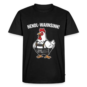 La folie du poulet ! - T-shirt Premium bio Homme - noir - Devant - Nico (187cm)