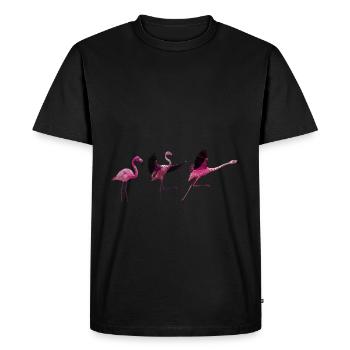 0035.4 Three polygon flamingos (color mirrored) - Men's Premium Organic T-Shirt - black - Front - Nico (187cm)