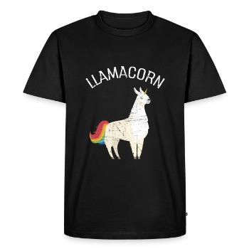 Llamacorn | Cute Llama Unicorn Illustration - Men's Premium Organic T-Shirt - black - Front - Nico (187cm)
