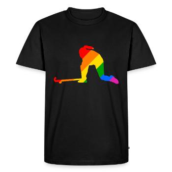 Joueur de hockey sur gazon LGBTQ - T-shirt Premium bio Homme - noir - Devant - Nico (187cm)