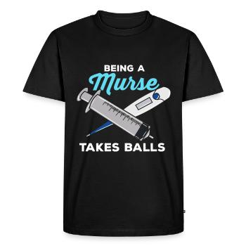 Drôle d’infirmière infirmière infirmière cadeau - T-shirt Premium bio Homme - noir - Devant - Nico (187cm)