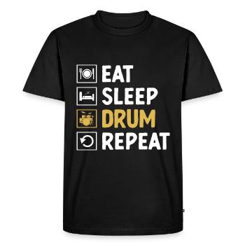Manger Dormir Tambour Répéter Tambour Tambour - T-shirt Premium bio Homme - noir - Devant - Nico (187cm)