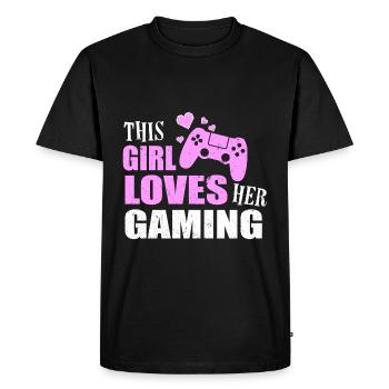 CETTE FILLE AIME SON JEU | Console de jeu vidéo - T-shirt Premium bio Homme - noir - Devant - Nico (187cm)