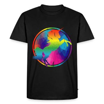 Colorful unicorn rainbow gaudy geo gift - Men's Premium Organic T-Shirt - black - Front - Nico (187cm)