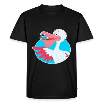 Fish pelican bird cartoon comic gift - Men's Premium Organic T-Shirt - black - Front - Nico (187cm)