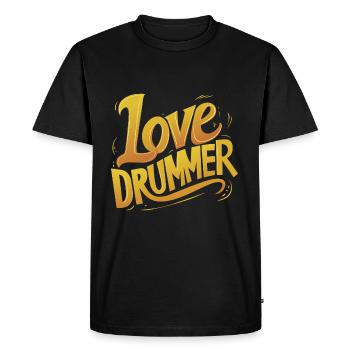 J’adore le batteur, j’adore la batterie. - T-shirt Premium bio Homme - noir - Devant - Nico (187cm)