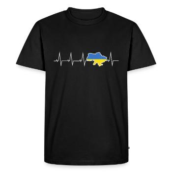 J’aime l’Ukraine - battement de coeur - T-shirt Premium bio Homme - noir - Devant - Nico (187cm)
