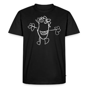 Laura's Monster - Kinderzeichnung - Männer Premium Bio T-Shirt - Schwarz - Vorne - Nico (187cm)
