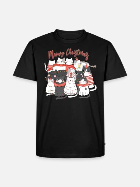 Meow Christmas cats collage - Men's Premium Organic T-Shirt - black