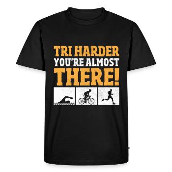 Tri Vous y êtes presque Triathlète Triathlo - T-shirt Premium bio Homme - noir - Devant - Nico (187cm)