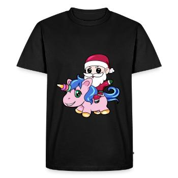 Santa Licorne de Noël cadeau fille - T-shirt Premium bio Homme - noir - Devant - Nico (187cm)