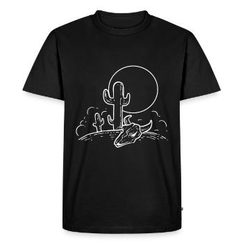 Désert avec cow-boy crâne de vache - T-shirt Premium bio Homme - noir - Devant - Nico (187cm)