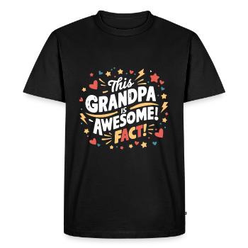 Notre super arrière-grand-père - T-shirt Premium bio Homme - noir - Devant - Nico (187cm)
