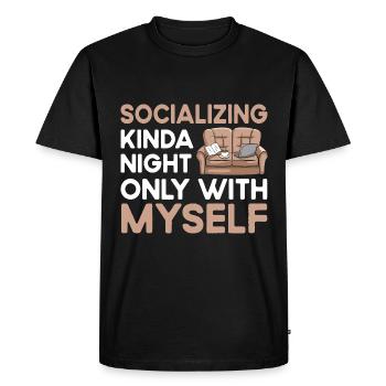 Socialiser un peu la nuit uniquement avec moi-même Dictons - T-shirt Premium bio Homme - noir - Devant - Nico (187cm)