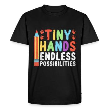 Tiny Hands Endless Possibilities School Teacher - Men's Premium Organic T-Shirt - black - Front - Nico (187cm)