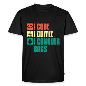 Coffee Coding Programmer Coder Developer Nerd Coff - Men's Premium Organic T-Shirt - black - Front - Nico (187cm)