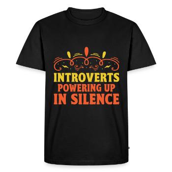Introverts Powering Up In Silence Sayings For - Men's Premium Organic T-Shirt - black - Front - Nico (187cm)