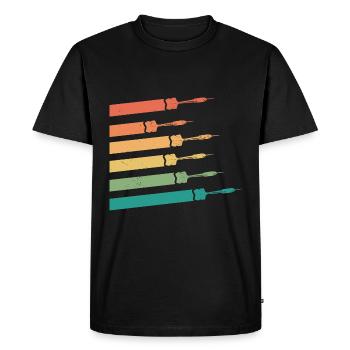 Retro Graphic Dart Player Darts Dartboard Bullseye - Men's Premium Organic T-Shirt - black - Front - Nico (187cm)