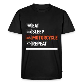 Eat Sleep Motorcycle Repeat Motorcycling Biker Mot - Men's Premium Organic T-Shirt - black - Front - Nico (187cm)