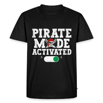 Pirate Mode Activated Pirate Youth Design - Men's Premium Organic T-Shirt - black - Front - Nico (187cm)