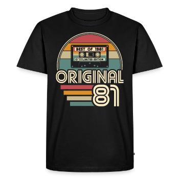 Vintage 1981 born Original 1981 Birthday - Men's Premium Organic T-Shirt - black - Front - Nico (187cm)