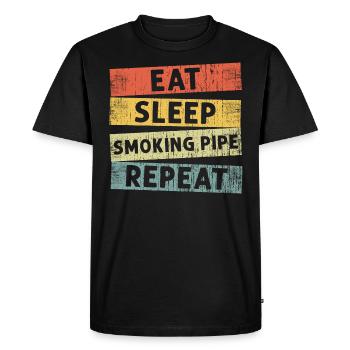 Eat Sleep Smoking Pipe Repeat, Humor Smoking Pipes - Men's Premium Organic T-Shirt - black - Front - Nico (187cm)