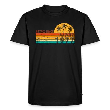 Retro since März 1977 - Geburtstag im März - Männer Premium Bio T-Shirt - Schwarz - Vorne - Nico (187cm)