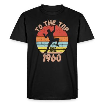 Anniversaire Escalade Bouldering depuis avril 1960 - T-shirt Premium bio Homme - noir - Devant - Nico (187cm)