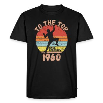 Anniversaire Escalade Bouldering depuis février 1960 - T-shirt Premium bio Homme - noir - Devant - Nico (187cm)